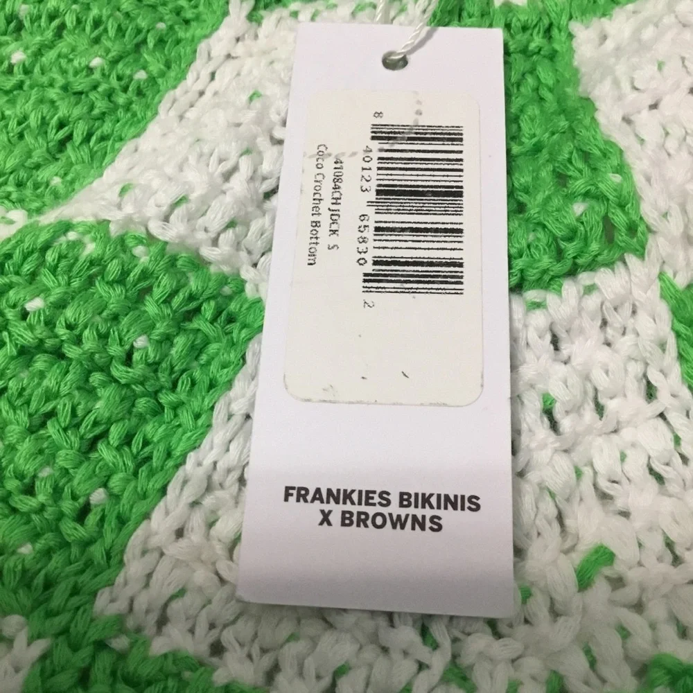 NWT Frankies Bikinis Coco Crochet Jade Check Bottoms size S POOL TO PARTY
